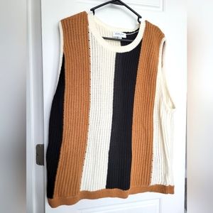 Gilli Knit Sweater Vest // Cream, Camel, and Black // Color Blocked // Knit Vest